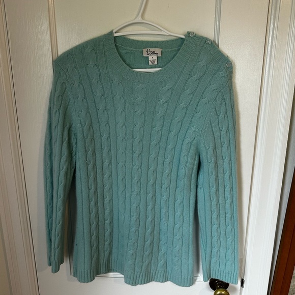 Lilly Pulitzer Cashmere Blue Crew Neck Cable Knit Sweater - Picture 1 of 6